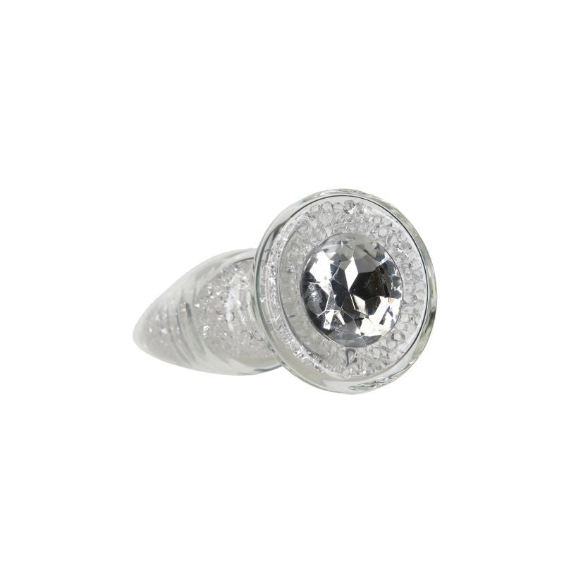 Pillow Talk Fancy Luxurious Glass Anal Plug W Clear Gem