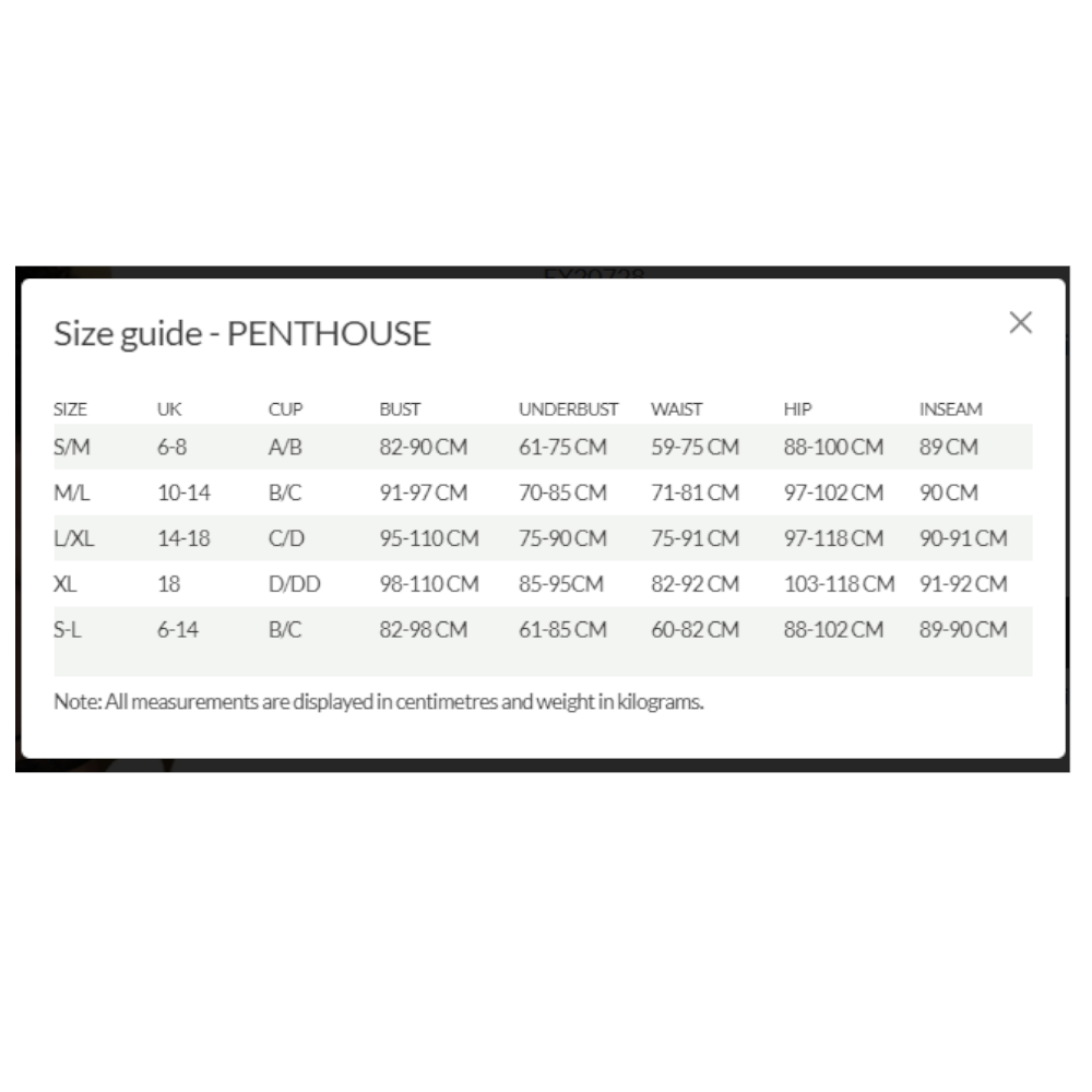 Penthouse Adore Me Panties Black S/M
