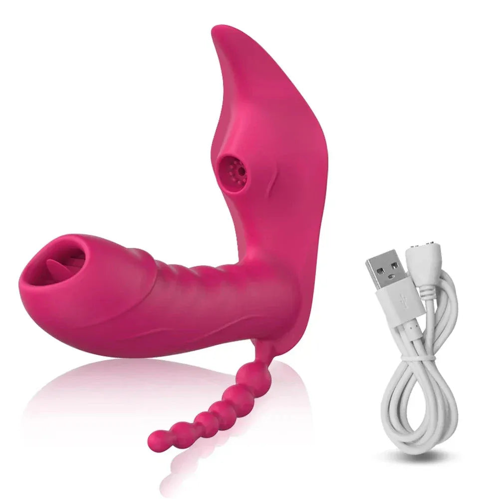 Wireless Remote Control Dildo Vibrator 3 In 1 Stimulator for Women - Purple