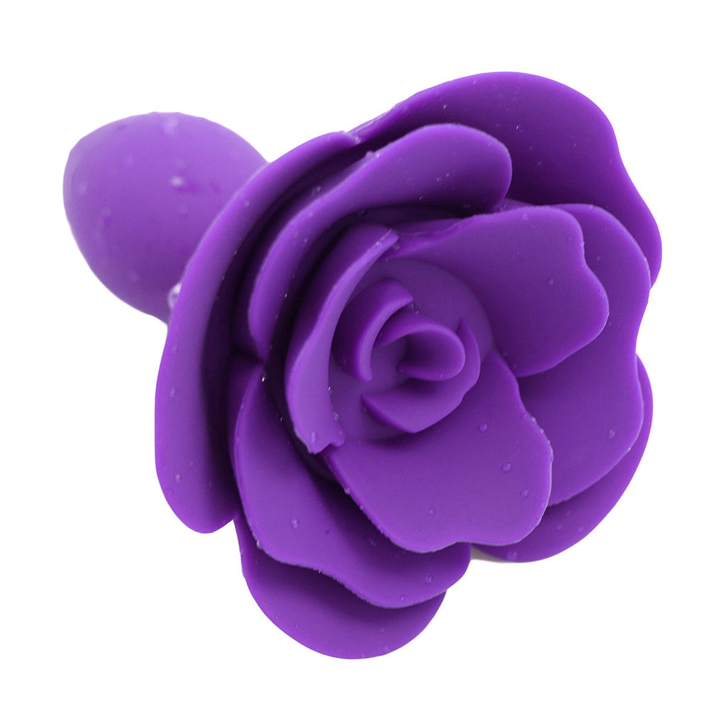 Elegant Rose Silicone Anal Plug - Smooth Tapered Design for Comfortable Play(black)