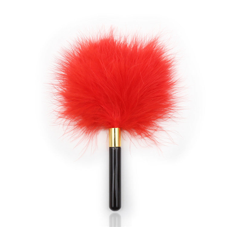 7-Piece Lace & Feather Playful Lingerie Accessory Set - Cuffs, G-String, Tickler &Nipple stickers(red)