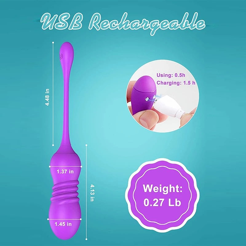 Purple  ThrustWave Remote Control Vibrating & Telescopic Pleasure Egg - 12 Vibe & 3 Thrust Modes, Wearable Fun