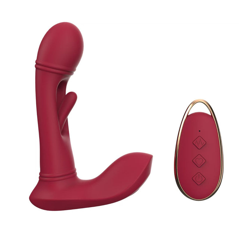 Red  Wearable Vibrating Stimulator with Remote - Dual-Action Couples' Toy